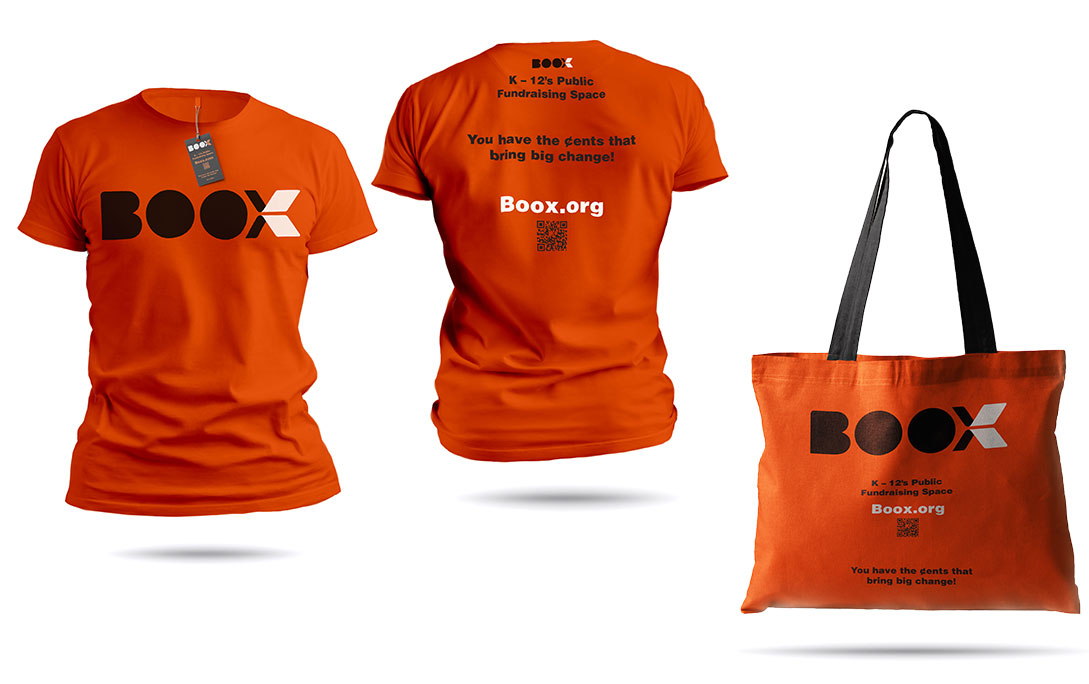 Boox t-shirt and tote.